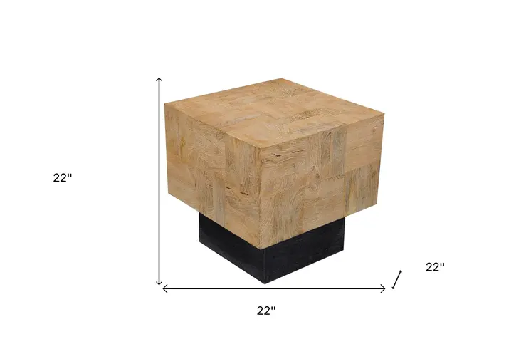 22" Black And Brown Solid Wood Square End Table