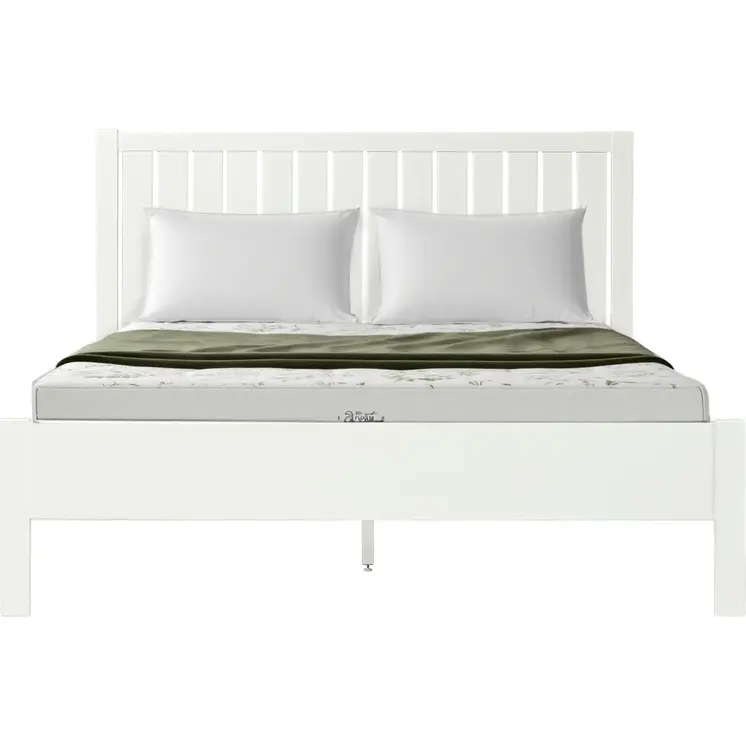 White Shiplap Texture Solid Wood King Bed Frame