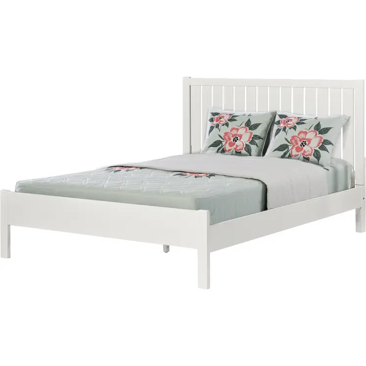 White Shiplap Texture Solid Wood King Bed Frame