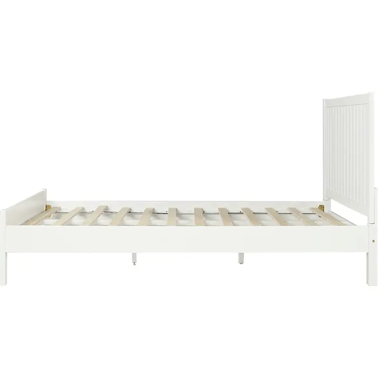 White Shiplap Texture Solid Wood King Bed Frame