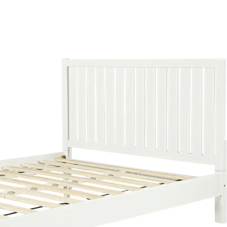White Shiplap Texture Solid Wood King Bed Frame