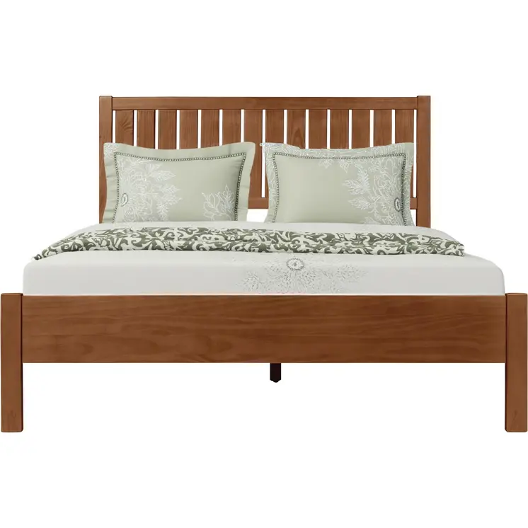 Brown Shiplap Texture Solid Wood Queen Bed Frame