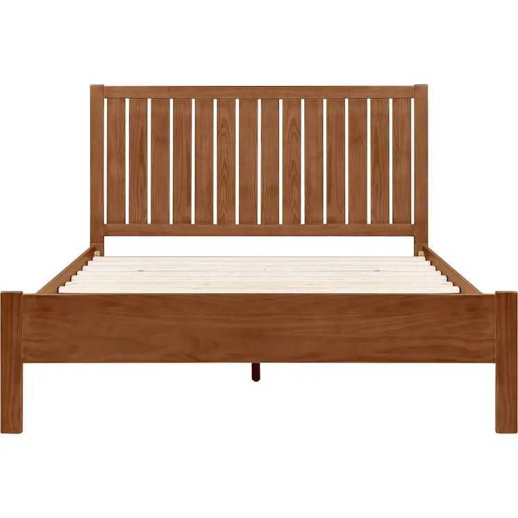 Brown Shiplap Texture Solid Wood Queen Bed Frame