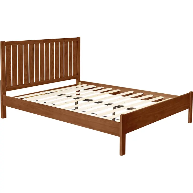 Brown Shiplap Texture Solid Wood Queen Bed Frame