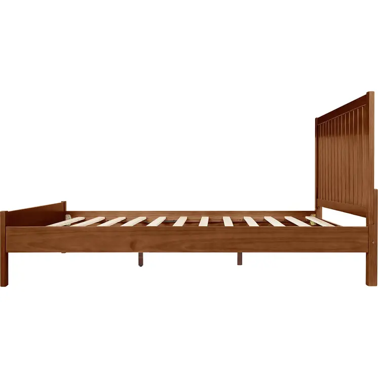 Brown Shiplap Texture Solid Wood King Bed Frame