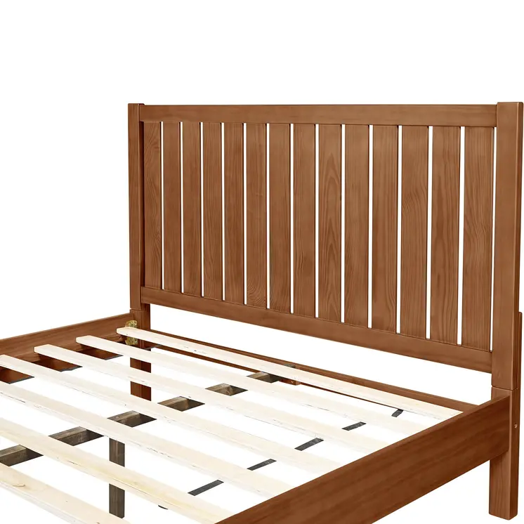 Brown Shiplap Texture Solid Wood King Bed Frame