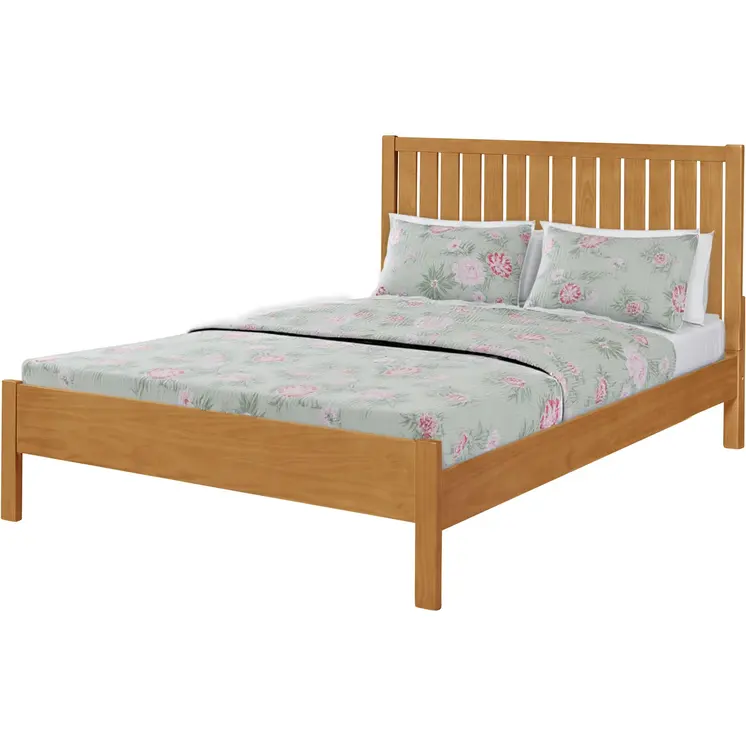 Natural Shiplap Texture Solid Wood Queen Bed Frame