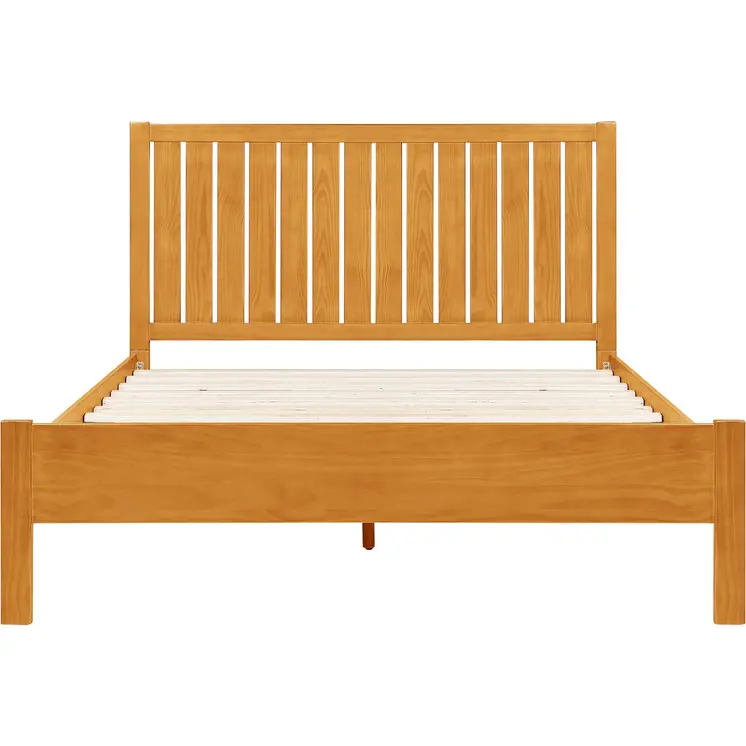 Natural Shiplap Texture Solid Wood Queen Bed Frame