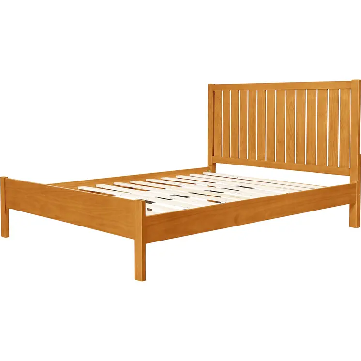 Natural Shiplap Texture Solid Wood Queen Bed Frame
