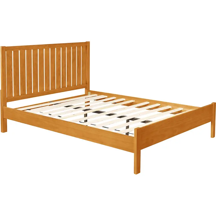 Natural Shiplap Texture Solid Wood Queen Bed Frame