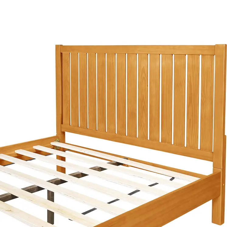 Natural Shiplap Texture Solid Wood Queen Bed Frame