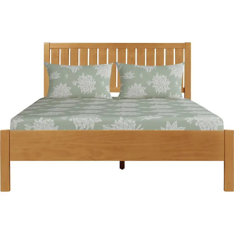 Natural Shiplap Texture Solid Wood King Bed Frame