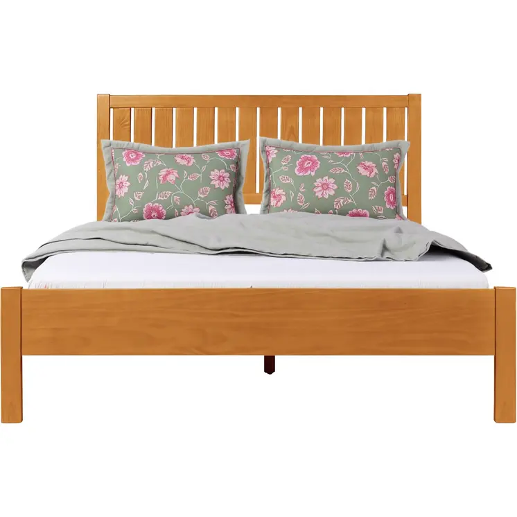 Brown Solid Wood King Bed Frame