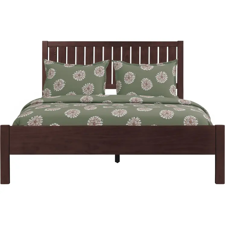Brown Solid Wood Queen Bed Frame