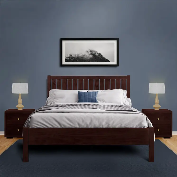 Brown Solid Wood Queen Bed Frame