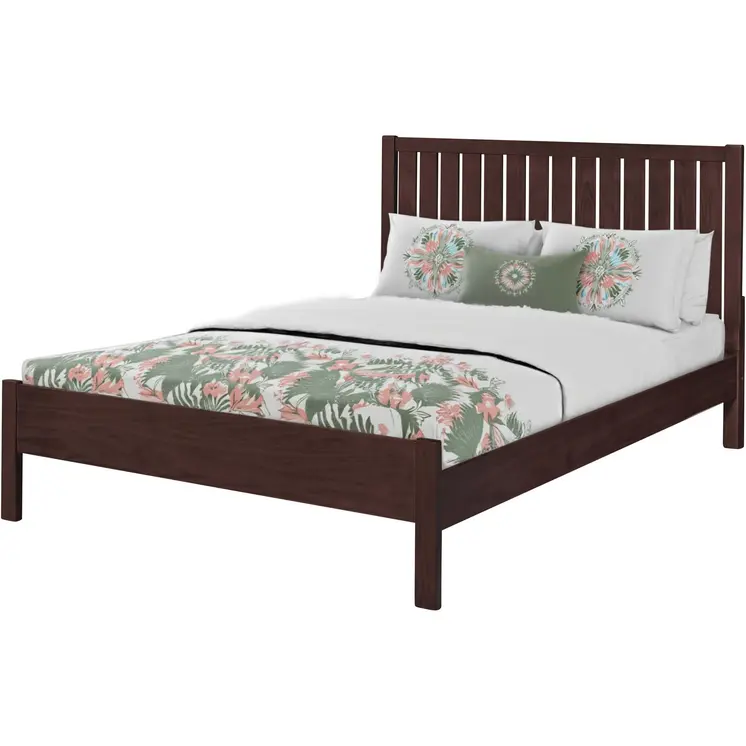 Brown Solid Wood King Bed Frame