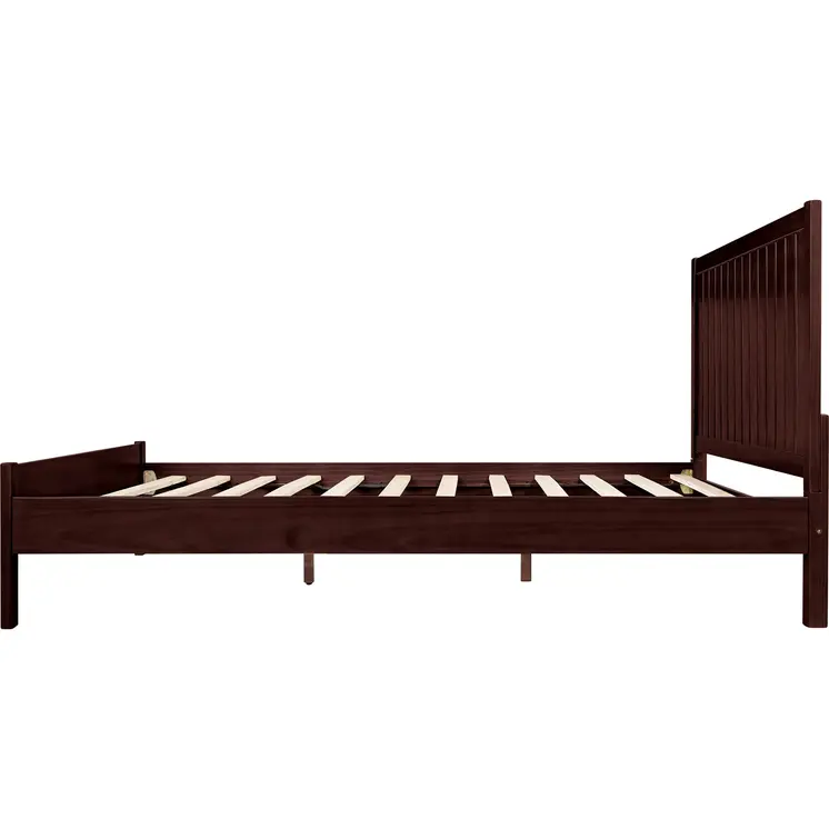 Brown Solid Wood King Bed Frame