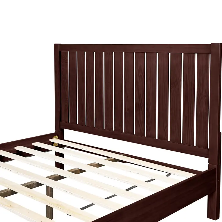Brown Solid Wood King Bed Frame