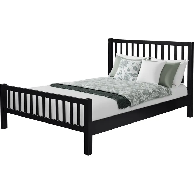 Black Slat Back Solid Wood King Bed Frame