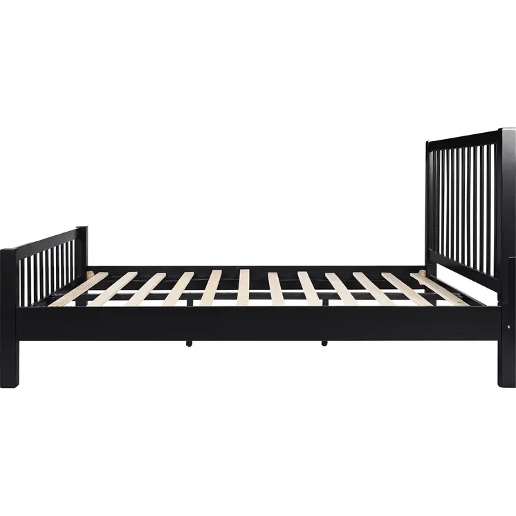 Black Slat Back Solid Wood King Bed Frame