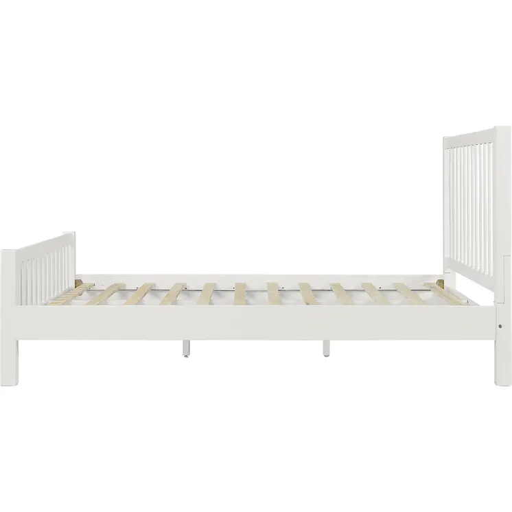 White Slat Back Solid Wood Queen Bed Frame