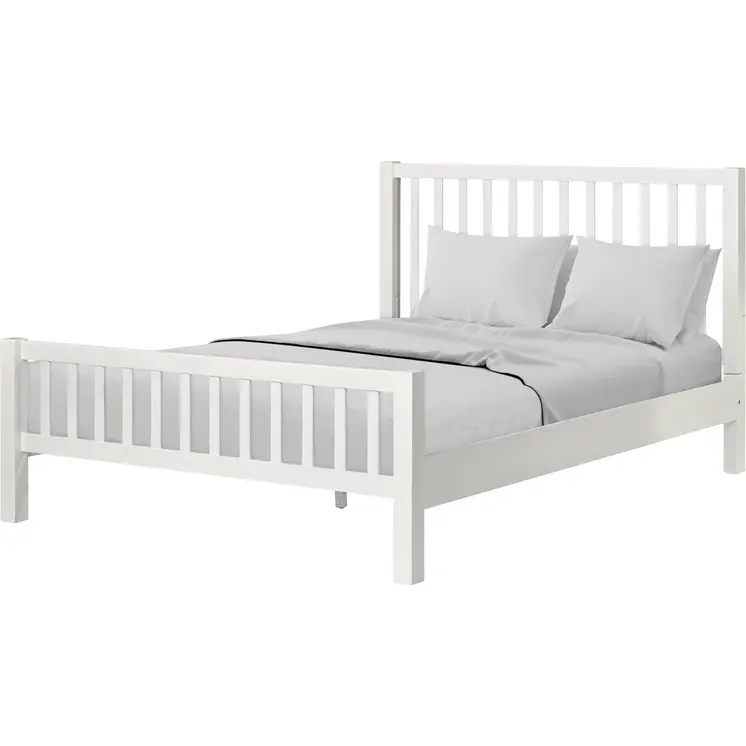 White Slat Back Solid Wood King Bed Frame