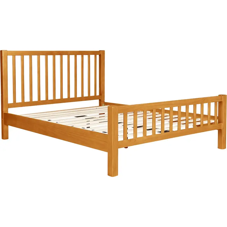 Natural Slat Back Solid Wood Queen Bed Frame