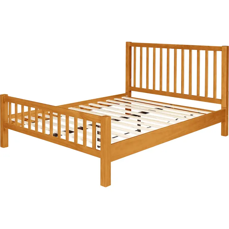 Natural Slat Back Solid Wood Queen Bed Frame