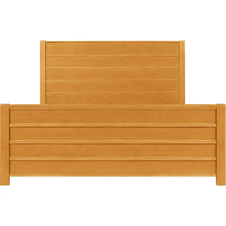Brown Ribbed Texture Solid Wood King Bed Frame