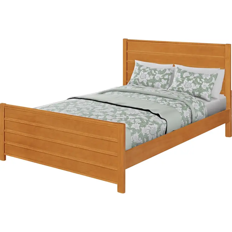 Brown Ribbed Texture Solid Wood King Bed Frame