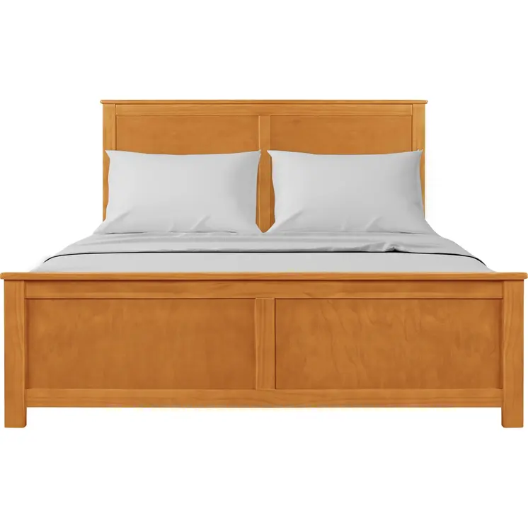 Brown Inlaid Panels Solid Wood King Bed Frame