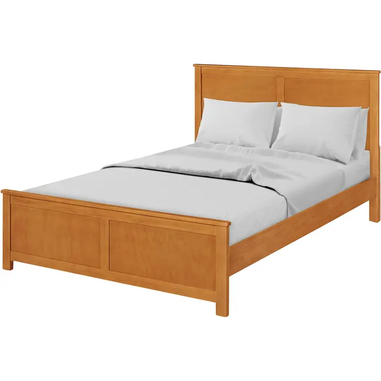Brown Inlaid Panels Solid Wood King Bed Frame
