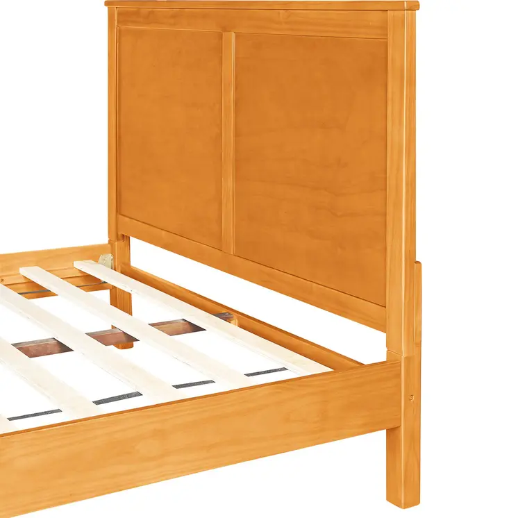 Brown Inlaid Panels Solid Wood King Bed Frame
