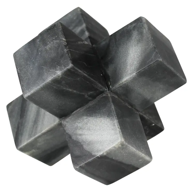 6" Black Marble Decorative Jack Tabletop Sculpture