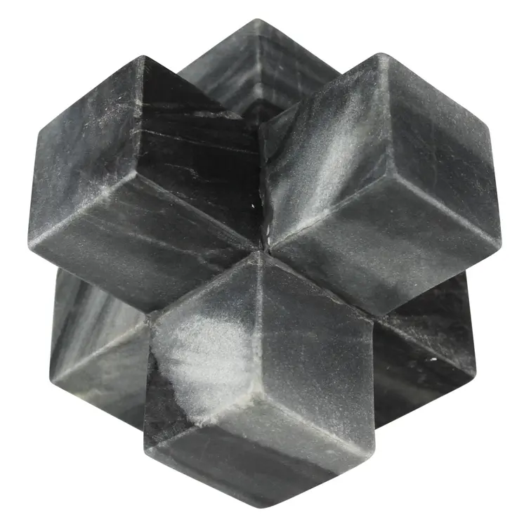 6" Black Marble Decorative Jack Tabletop Sculpture