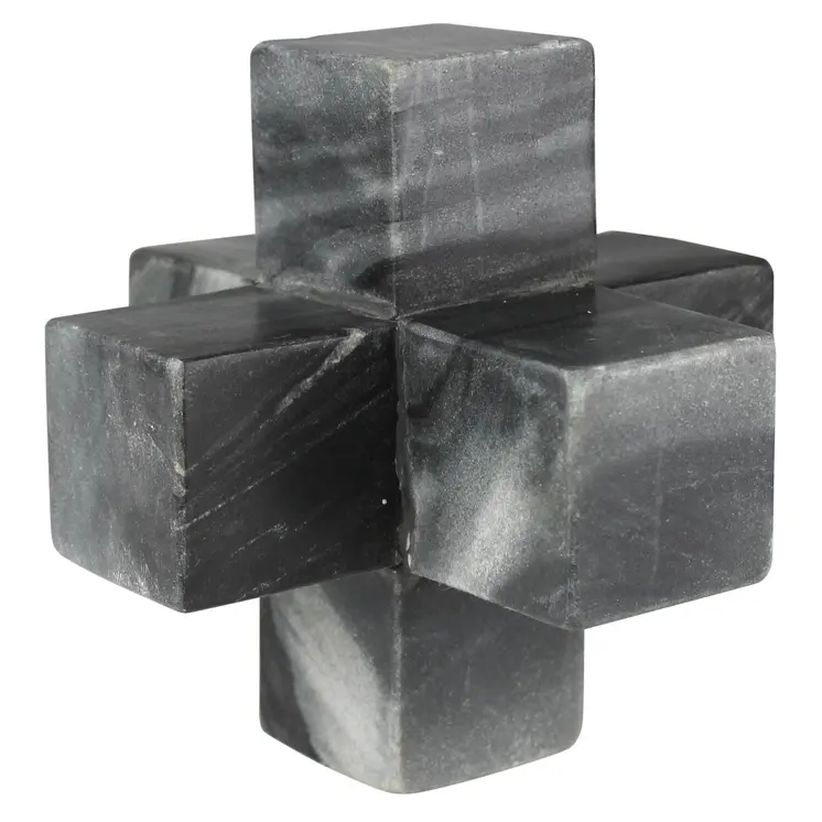 6" Black Marble Decorative Jack Tabletop Sculpture