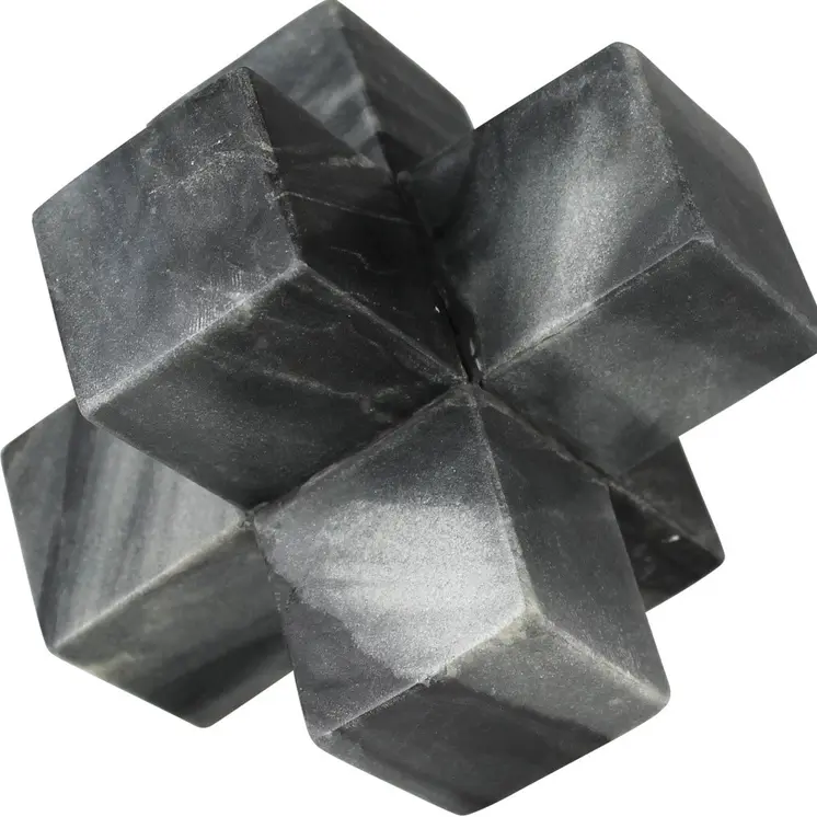 6" Black Marble Decorative Jack Tabletop Sculpture