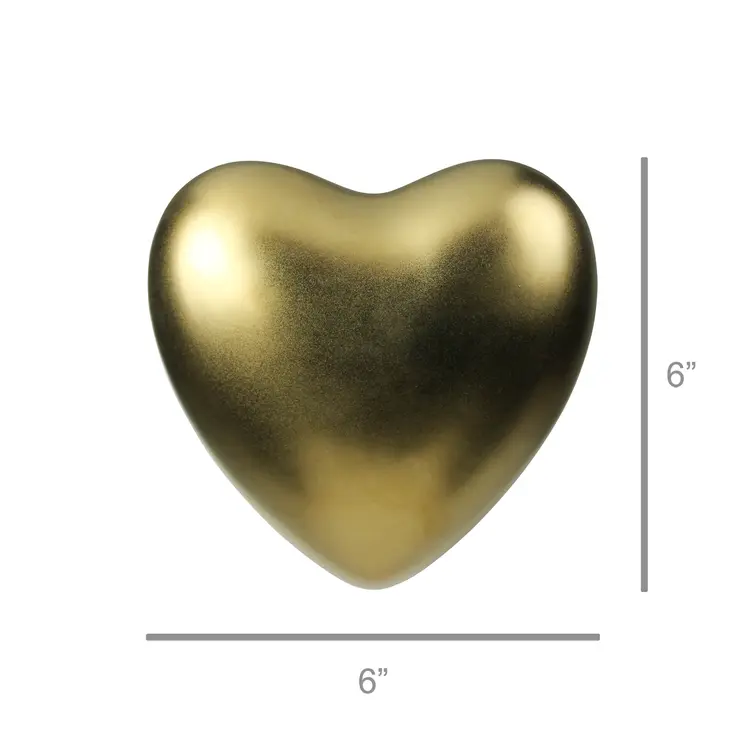 6" Gold Ceramic Decorative Heart Sculpture