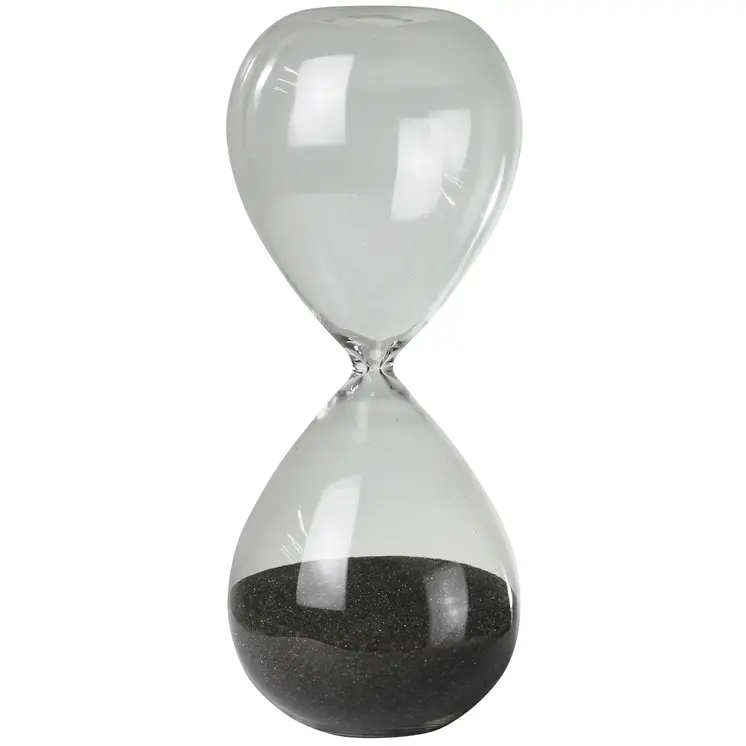 8" Clear And Gray Glass Hourglass Tabletop Sculpture