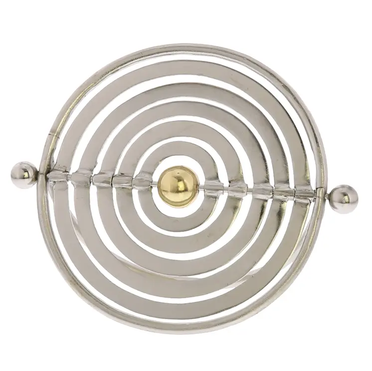 6" Brass And Silver Metal Decorative Orb Tabletop Sculpture