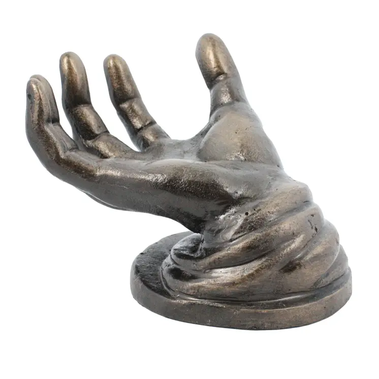 5" Black Cast Iron Hand Tabletop Sculpture