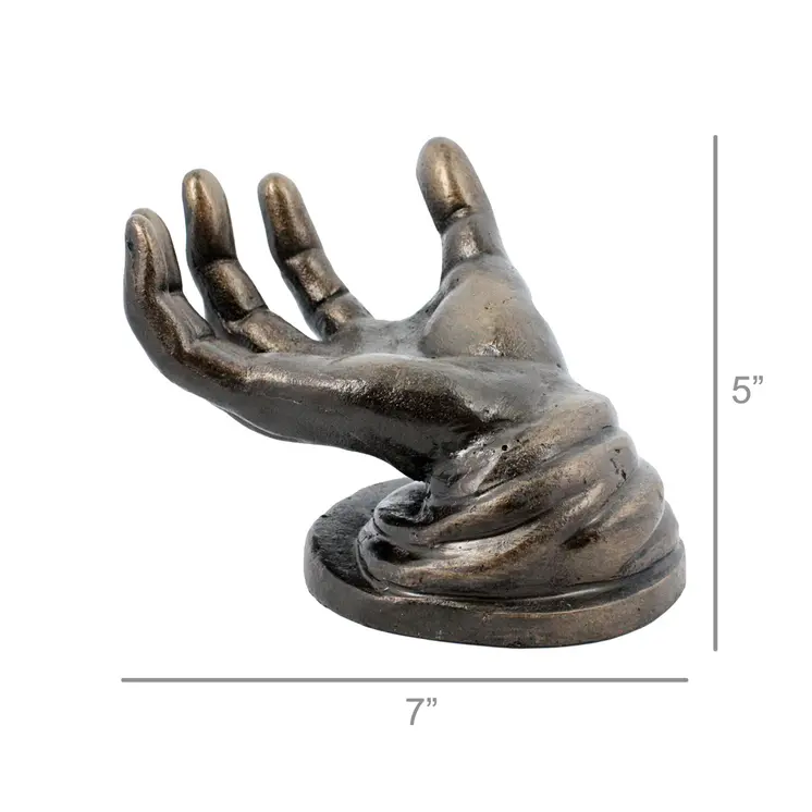 5" Black Cast Iron Hand Tabletop Sculpture