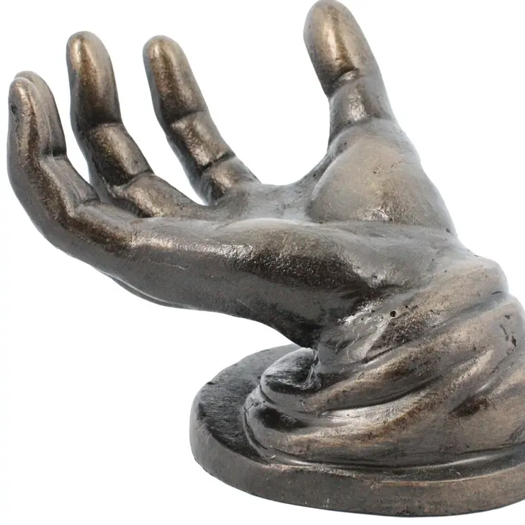 5" Black Cast Iron Hand Tabletop Sculpture