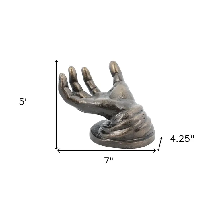 5" Black Cast Iron Hand Tabletop Sculpture