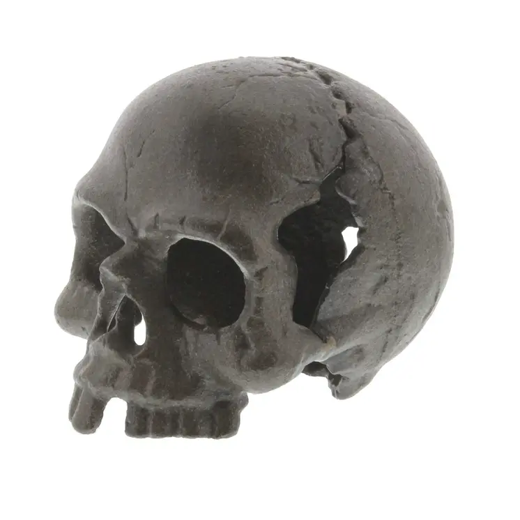 5" Dark Gray Cast Iron Decorative Skull Tabletop Sculpture