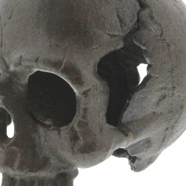 5" Dark Gray Cast Iron Decorative Skull Tabletop Sculpture
