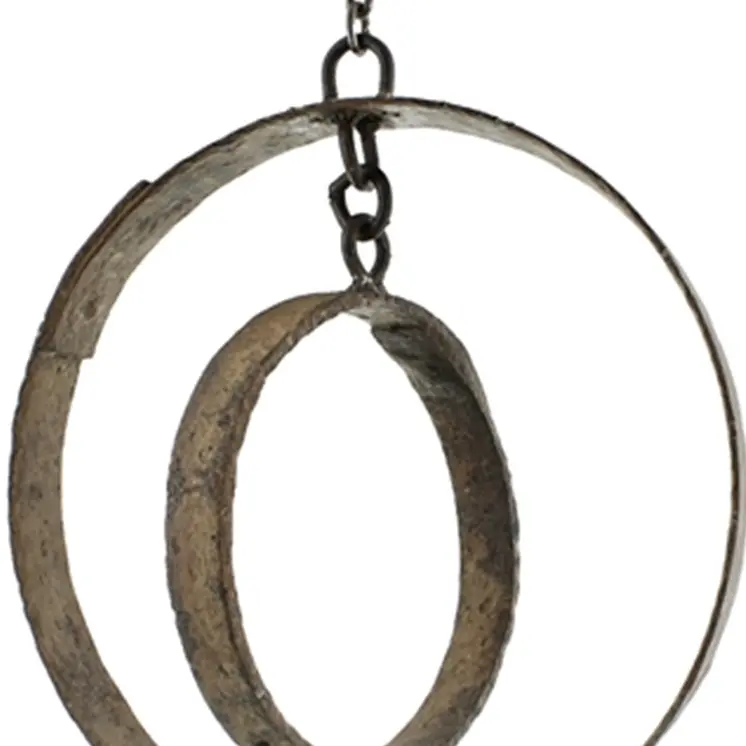 12" Rust Metal Circle Decorative Hanging Chain Sculpture