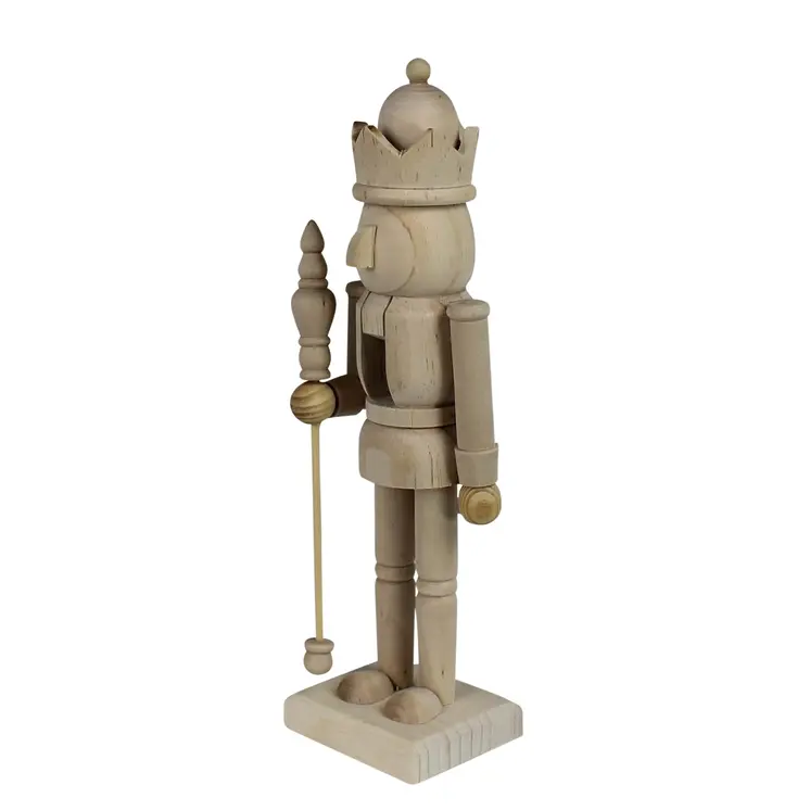 10" Natural Solid Wood Christmas Nutcracker Tabletop Sculpture