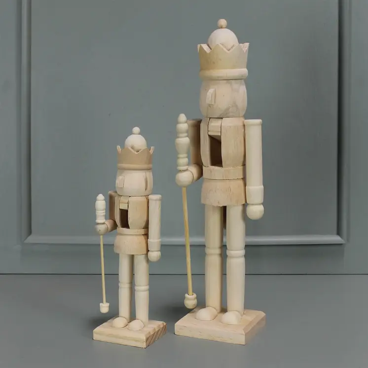 10" Natural Solid Wood Christmas Nutcracker Tabletop Sculpture