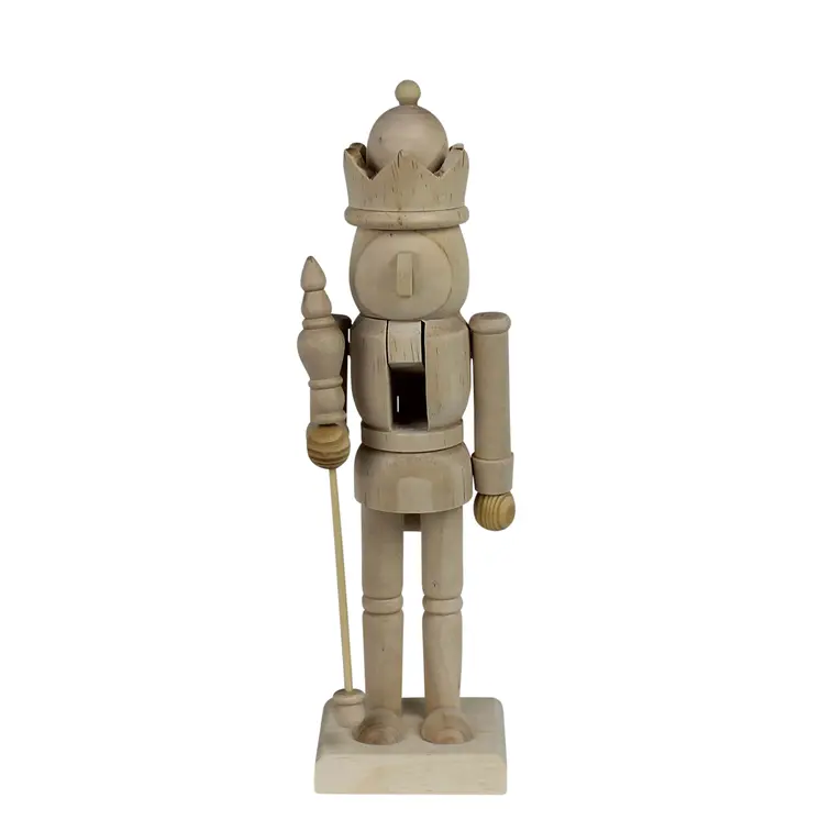 10" Natural Solid Wood Christmas Nutcracker Tabletop Sculpture